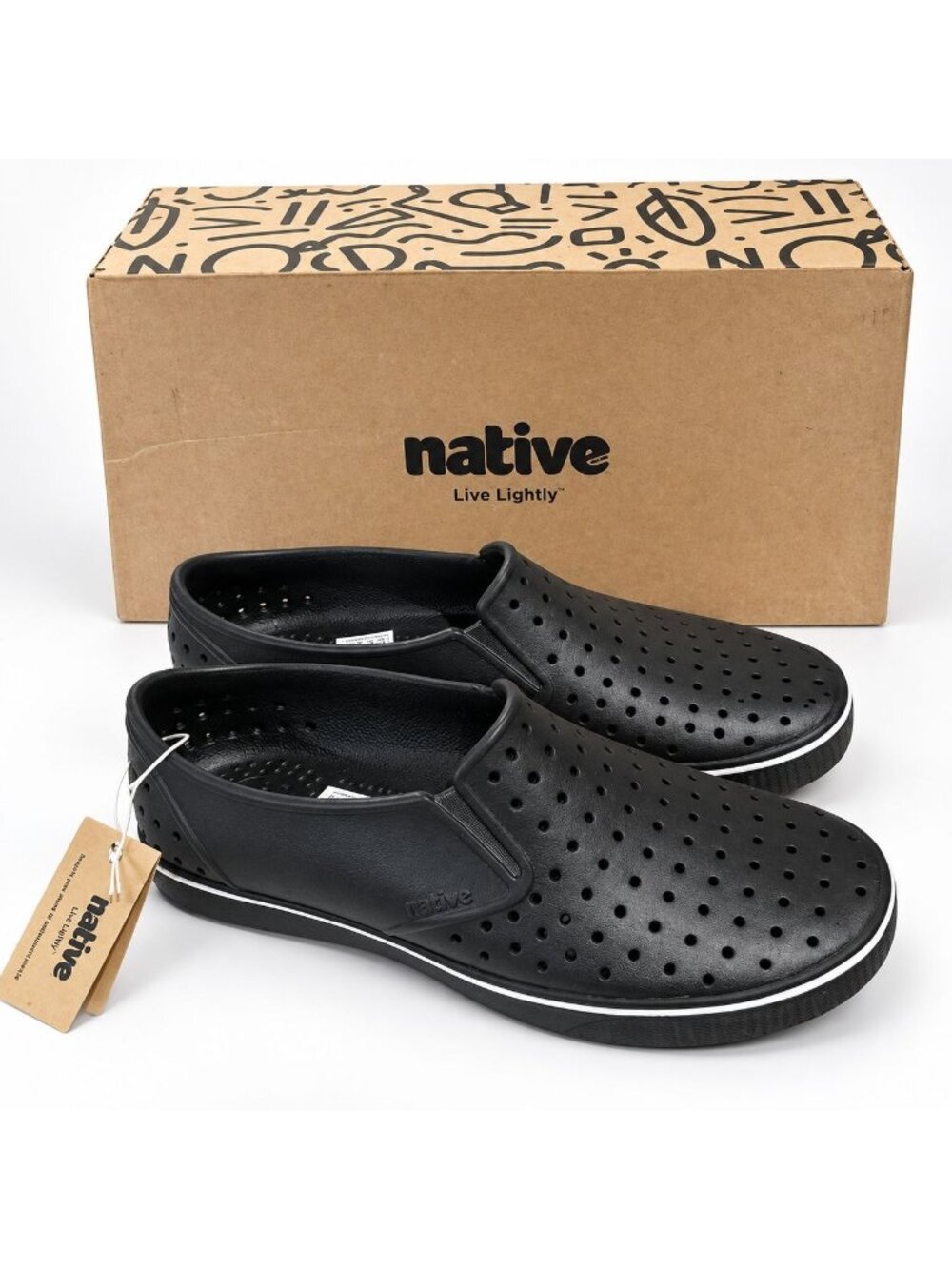 Native Shoes Miles Slip-On Water Shoes Black Womens 8 Mens 6